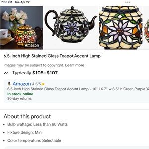 Tiffany Stained Glass Tea Pot